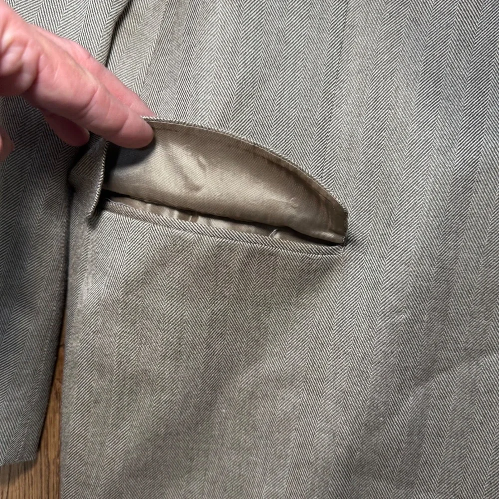 Ralph‎ Lauren 100% Silk Blazer Men's 46R Brown Tan Luxury Sport Coat Career